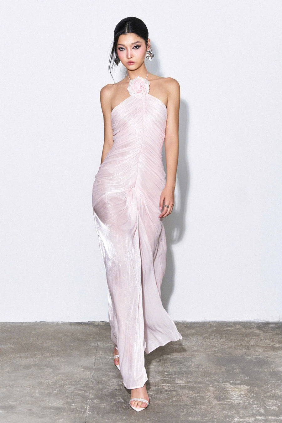 Kyn Sheath Halter Neck Silk Blend Maxi Dress 3