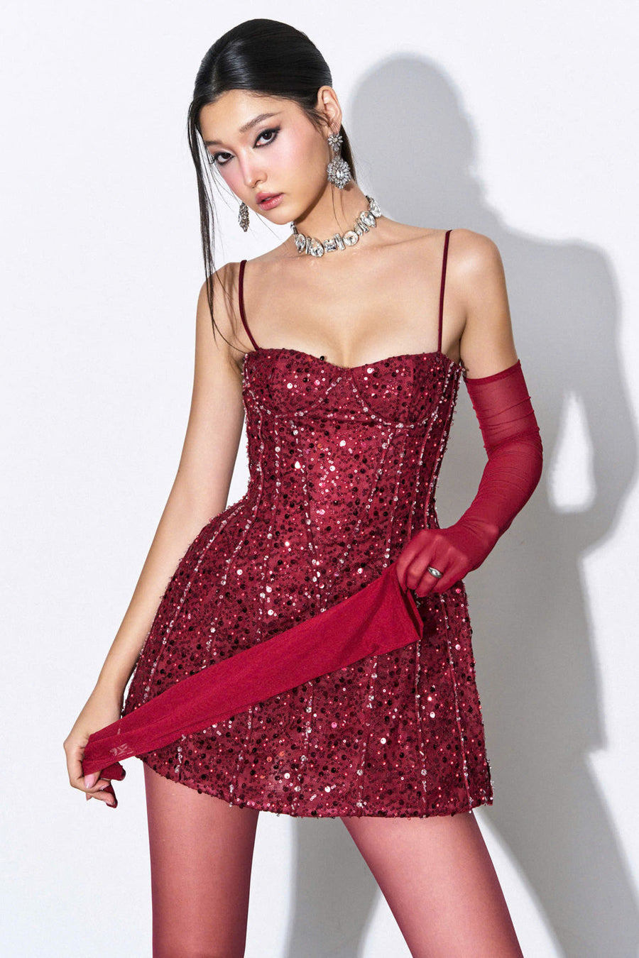 Voux A-line Spaghetti Strap Sequin Mini Dress 2