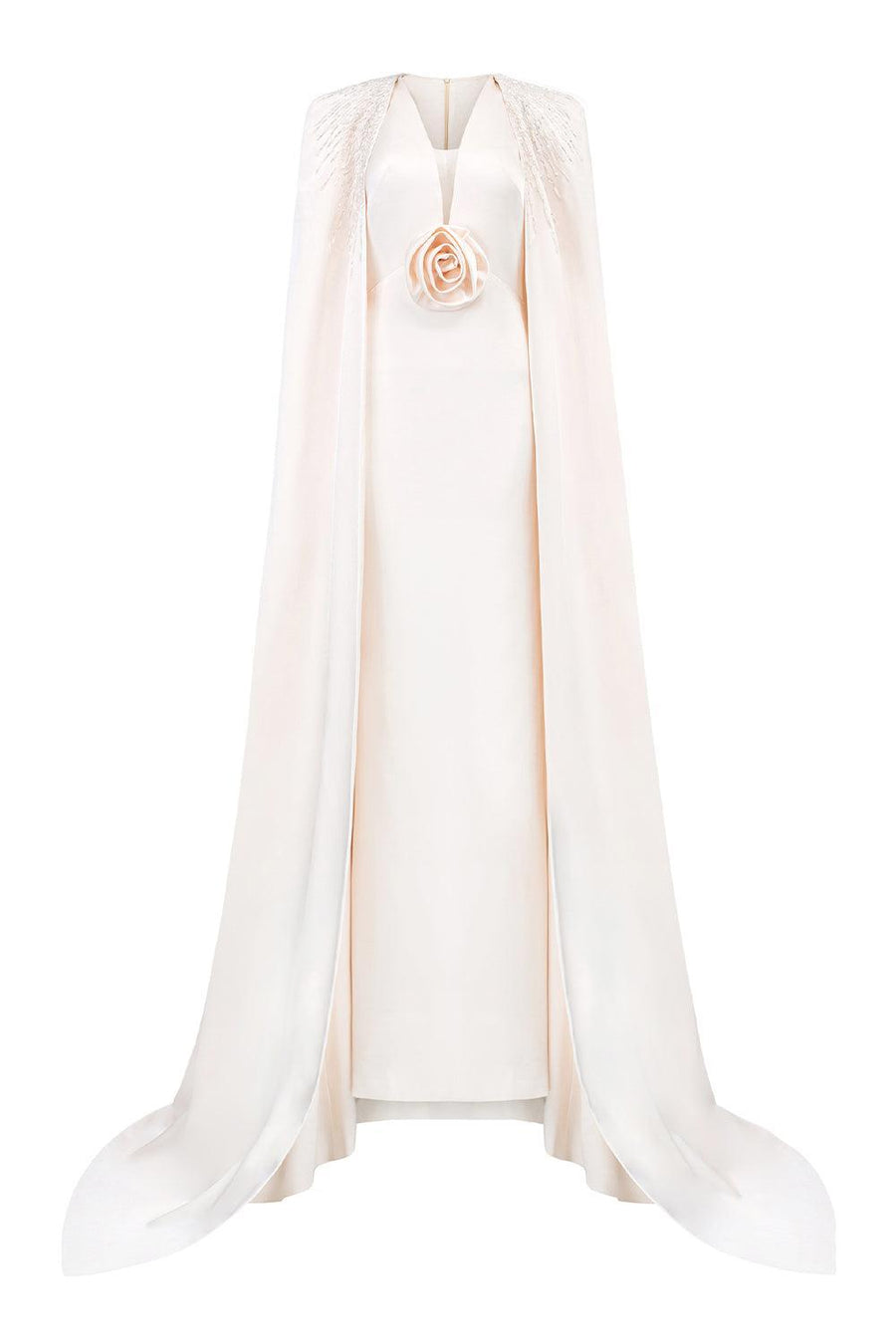 Zendaya Cape V-Neck Silk Floor Length Dress Gown Dress I.H.F Atelier