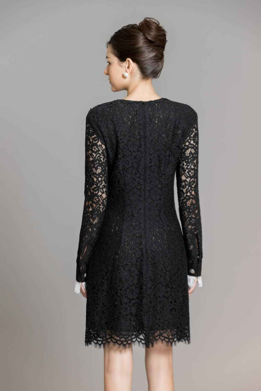 Zhuri A-line Round Neck Lace Above The Knee Dress