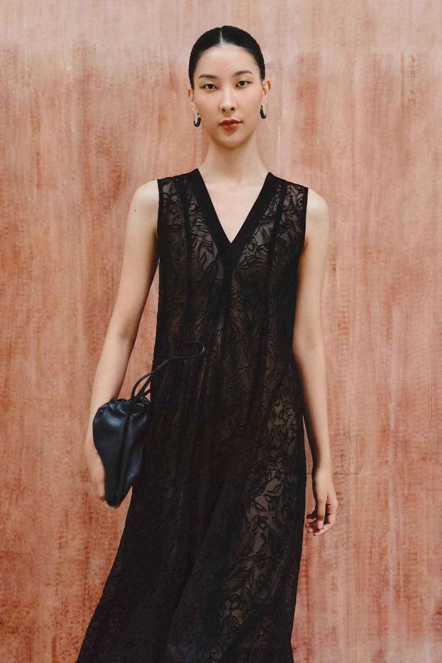 Ayala Tent V-Neck Poly Organza Floor Length Dress